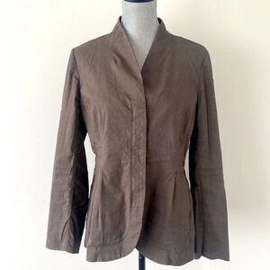 Eileen Fisher Taupe Linen Blend Jacket Sz M Lightweight Office Casual Chic Urban